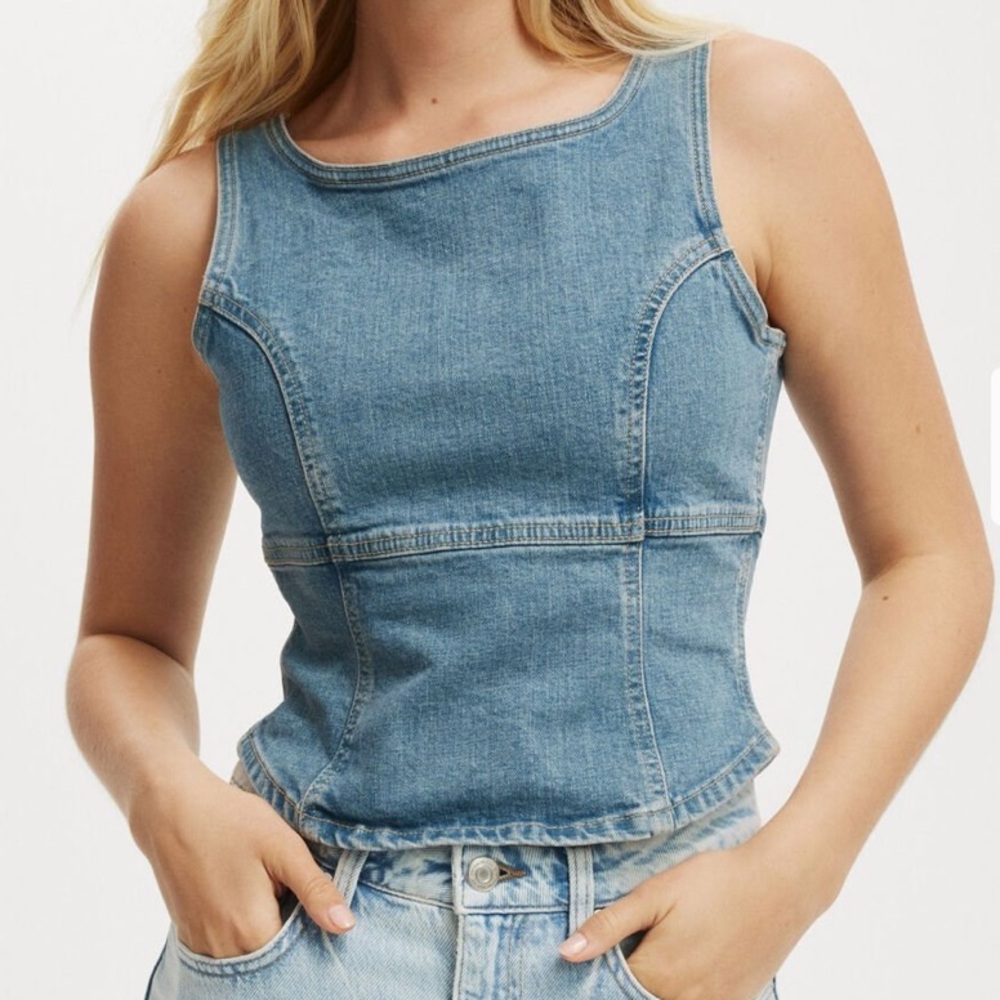 Cotton On Codie Denim Corset - Jewel Blue - Size 6